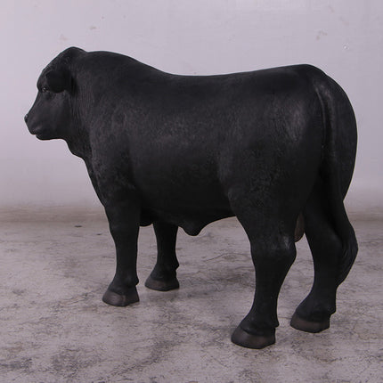Black Young Angus Bull Looking Left Statue