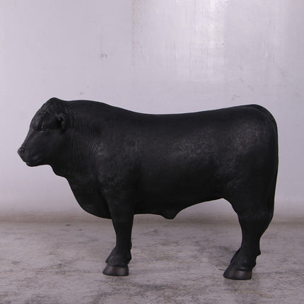 Black Young Angus Bull Looking Left Statue