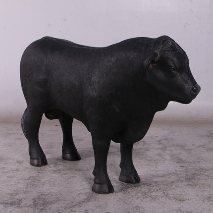 Black Young Angus Bull Looking Left Statue