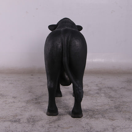 Black Young Angus Bull Looking Left Statue