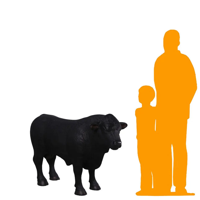 Black Young Angus Bull Looking Right Statue LM Treasures - H