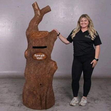 Tree Trunk Stump Santa's Mailbox Statue LM Treasures - H