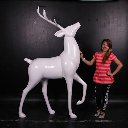 White Royal Stag Deer No Base Life Size Statue - LM Treasures 