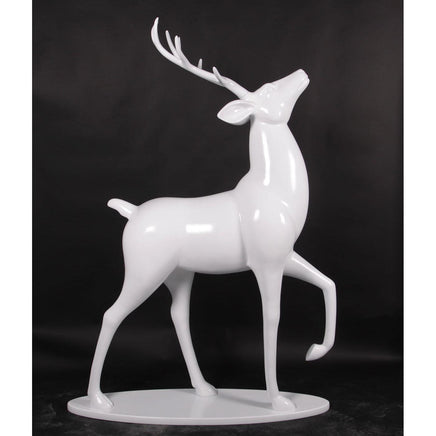 White Royal Stag Deer On Base Life Size Statue - LM Treasures 