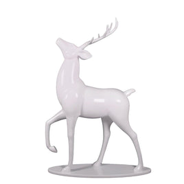 White Royal Stag Deer On Base Life Size Statue - LM Treasures 