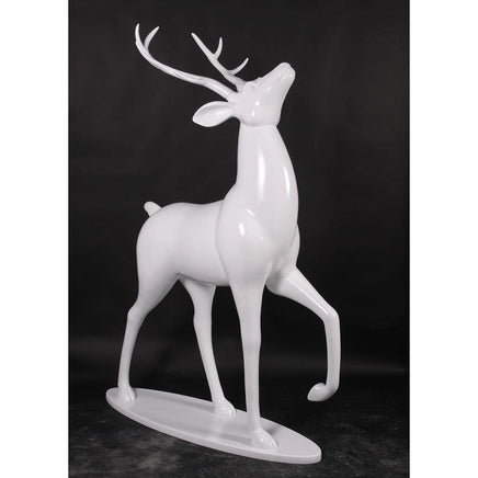 White Royal Stag Deer On Base Life Size Statue - LM Treasures 