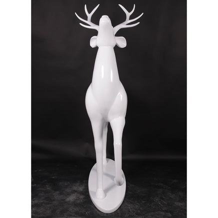 White Royal Stag Deer On Base Life Size Statue - LM Treasures 