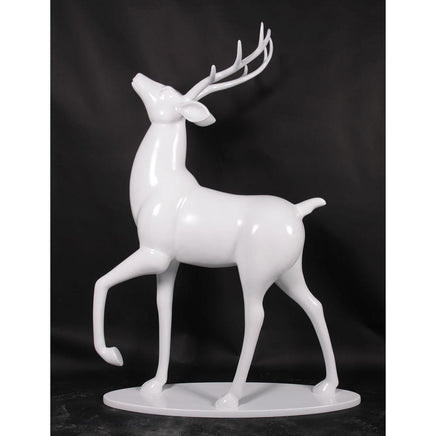 White Royal Stag Deer On Base Life Size Statue - LM Treasures 