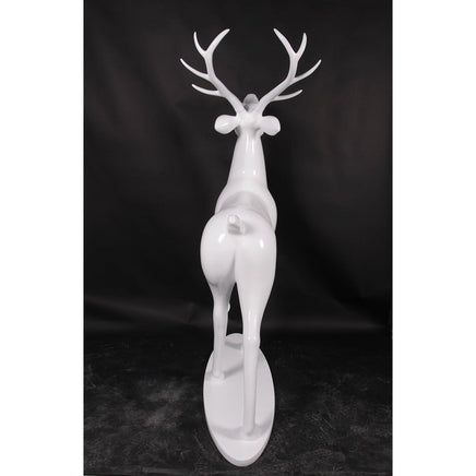 White Royal Stag Deer On Base Life Size Statue - LM Treasures 