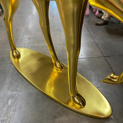 Gold Royal Stag Deer On Base Life Size Statue - LM Treasures 