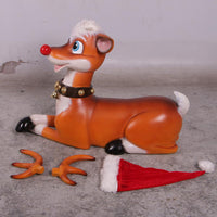 Funny Reindeer Laying Life Size Statue - LM Treasures 