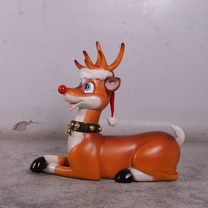 Funny Reindeer Laying Life Size Statue - LM Treasures 