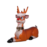 Funny Reindeer Laying Life Size Statue - LM Treasures 