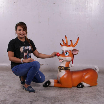 Funny Reindeer Laying Life Size Statue - LM Treasures 