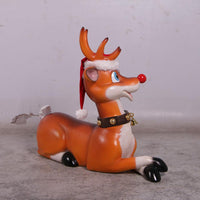 Funny Reindeer Laying Life Size Statue - LM Treasures 