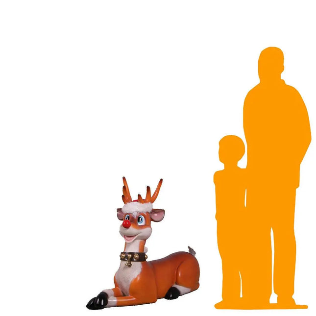 Funny Reindeer Laying Life Size Statue LM Treasures - H