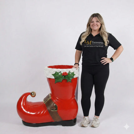 Red Christmas Boot Statue LM Treasures - H