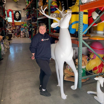 White Royal Stag Deer No Base Life Size Statue - LM Treasures 
