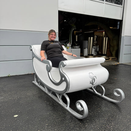 White Santa's Sleigh Photo Op Over Sized Statue LM Treasures - H