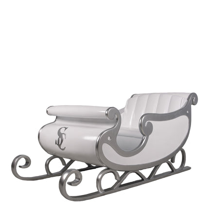 White Santa's Sleigh Photo Op Over Sized Statue