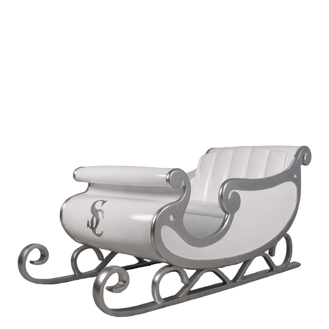 White Santa's Sleigh Photo Op Over Sized Statue