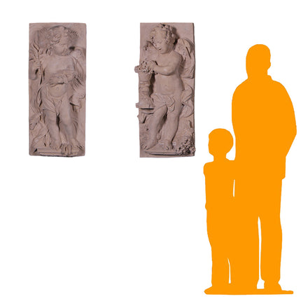 Cherub Wall Decor Panels Set Life Size Statues