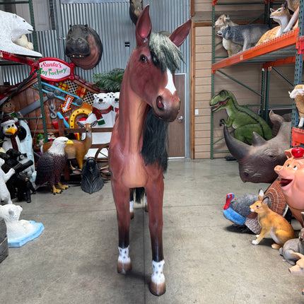 Brown Horse Life Size Statue