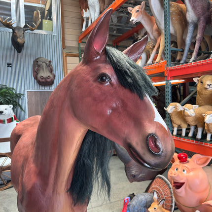 Brown Horse Life Size Statue