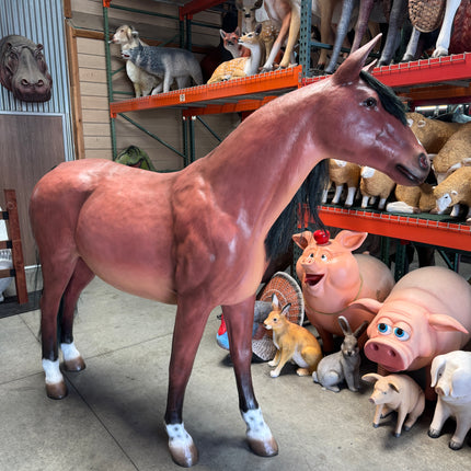 Brown Horse Life Size Statue