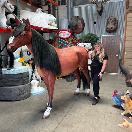 Brown Horse Life Size Statue