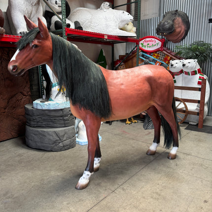 Brown Horse Life Size Statue