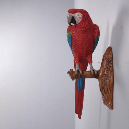 Red Macaw Parrot Wall Decor Life Size Statue