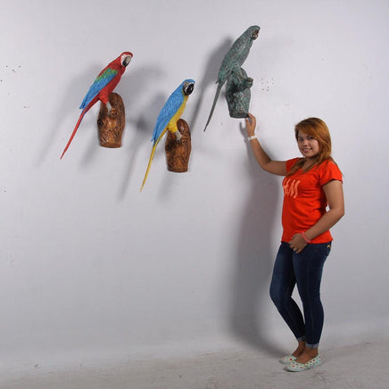 Red Macaw Parrot Wall Decor Life Size Statue - LM Treasures 