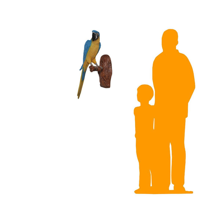 Yellow Blue Parrot Wall Decor Life Size Statue