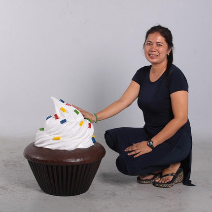 White Frosting Chocolate Cupcake Over Sized Statue - LM Treasures 