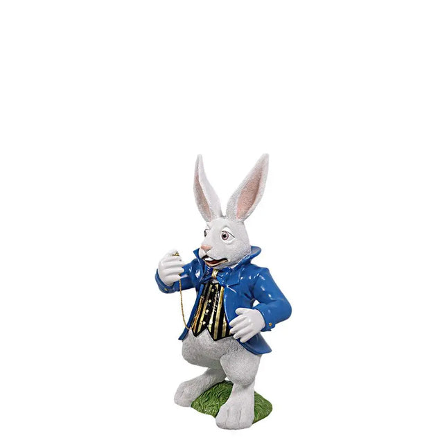 Animated character figurine of a rabbit in a blue coat with a white background