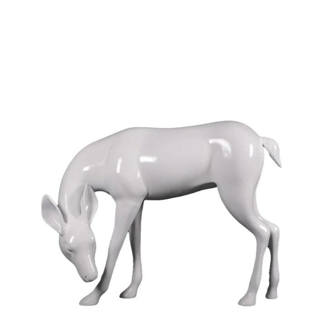 White Deer Standing Life Size Statue - LM Treasures 
