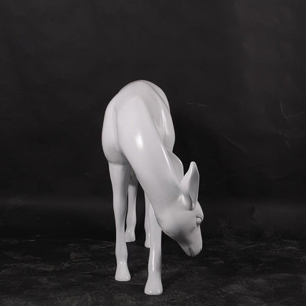 White Deer Standing Life Size Statue