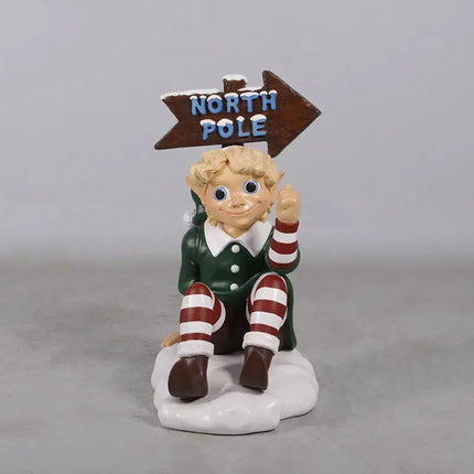 Green North Pole Elf Sign Statue LM Treasures - H