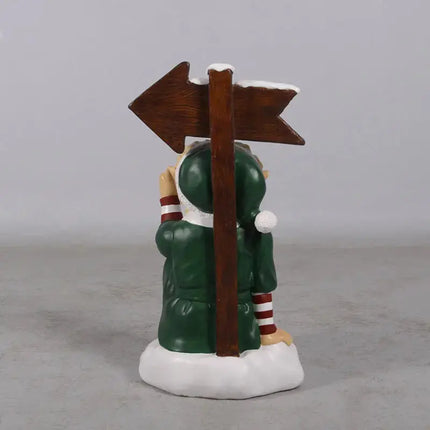 Green North Pole Elf Sign Statue LM Treasures - H