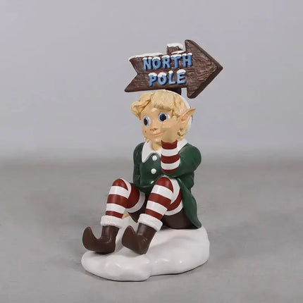 Green North Pole Elf Sign Statue LM Treasures - H
