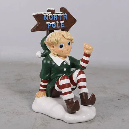Green North Pole Elf Sign Statue LM Treasures - H