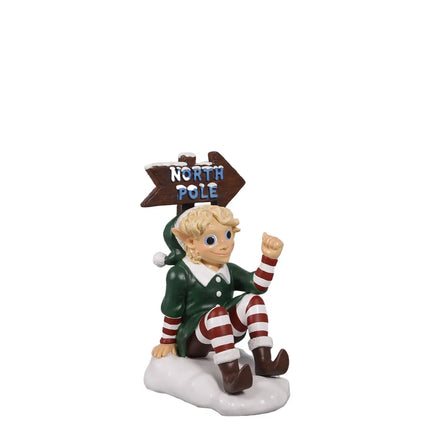 Green North Pole Elf Sign Statue LM Treasures - H