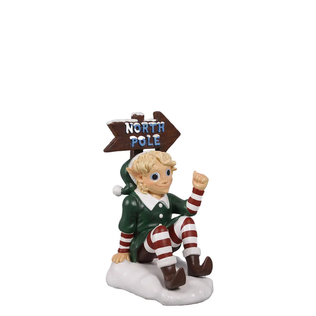Green North Pole Elf Sign Statue LM Treasures - H