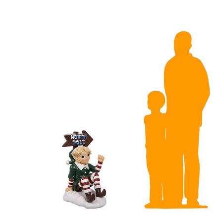 Green North Pole Elf Sign Statue LM Treasures - H