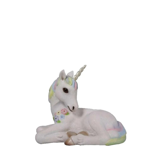 Baby Rainbow Unicorn Resting Life Size Statue LM Treasures - H