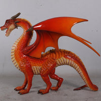 Small Red Dragon Standing Life Size Statue - LM Treasures 