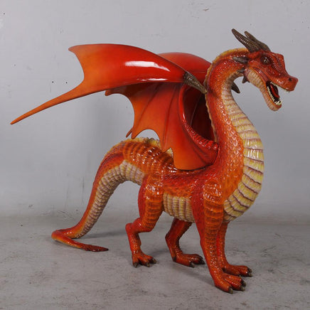 Small Red Dragon Standing Life Size Statue - LM Treasures 