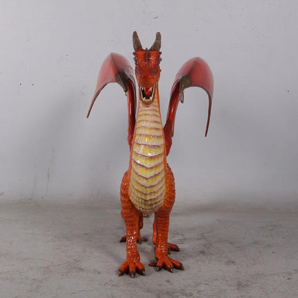 Small Red Dragon Standing Life Size Statue - LM Treasures 