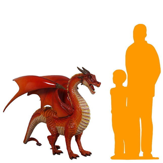 Small Red Dragon Standing Life Size Statue - LM Treasures 
